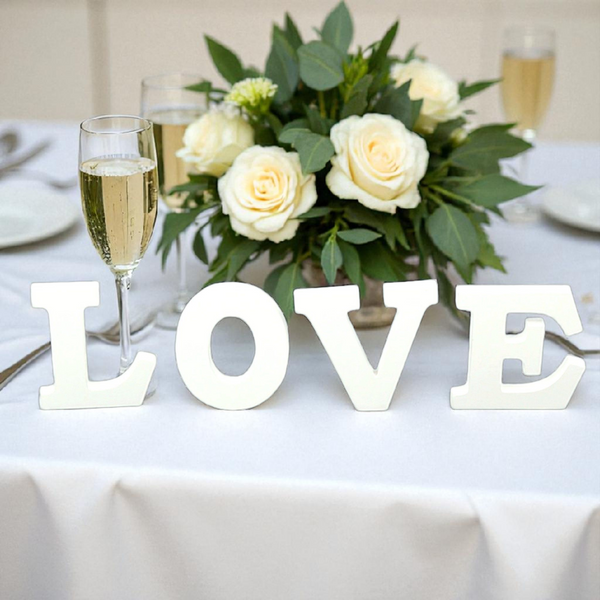 White Wood LOVE Tabletop Words Letters Sign Display Decoration