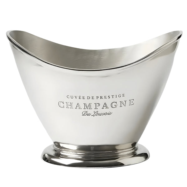 Shiny Silver Oval Cuvee De Prestige Champagne Ice Cooler Bucket with Handles