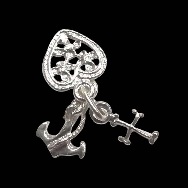 Sterling Silver Religious Faith, Hope, & Charity Charm