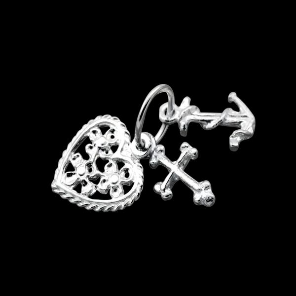 Sterling Silver Religious Faith, Hope, & Charity Charm