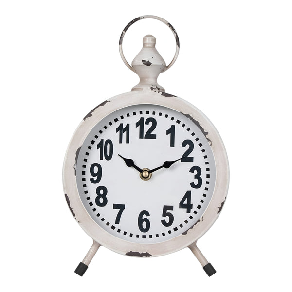 Distrssed White French Provisional Round Table Clock