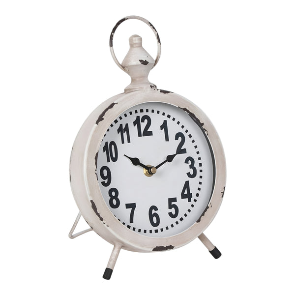 Distrssed White French Provisional Round Table Clock