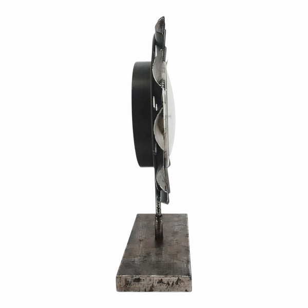 Iron & Wood Windmill Table Clock On Base