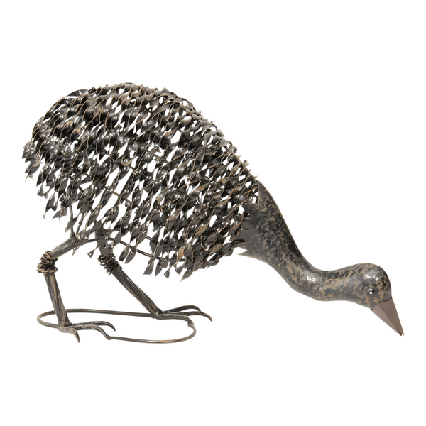Set 3 Black Rust Metal Baby Emu Chicks Outdoor Garden Statue Sculptures