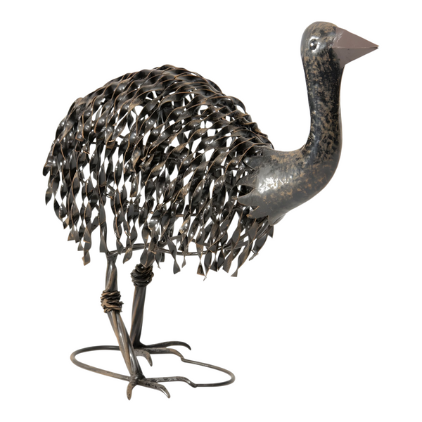 Set 3 Black Rust Metal Baby Emu Chicks Outdoor Garden Statue Sculptures