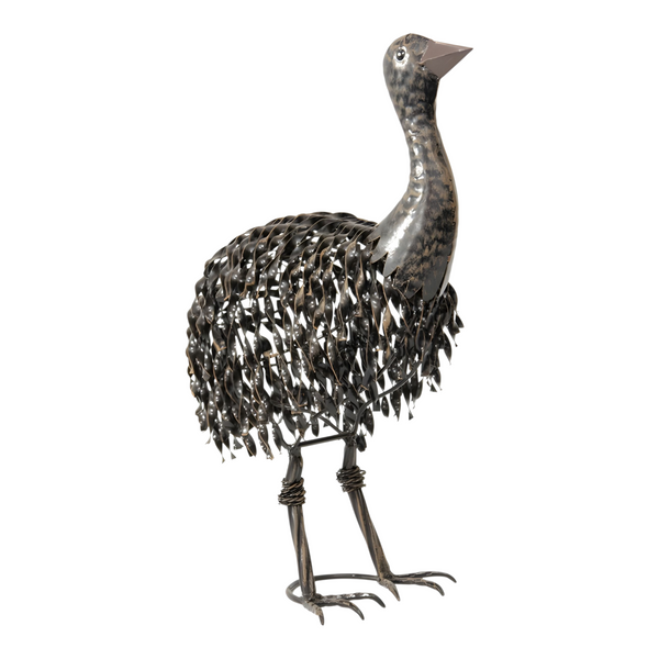 Set 3 Black Rust Metal Baby Emu Chicks Outdoor Garden Statue Sculptures