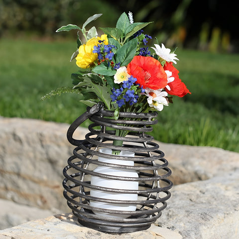 Set 4 Banded Metal Hanging Garden Planters or Lanterns
