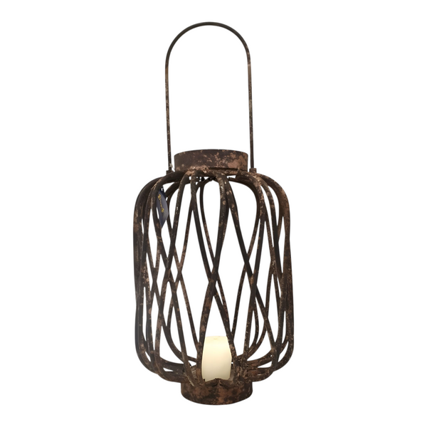 Set 2 Large Rustic Metal Hanging Garden Lanterns