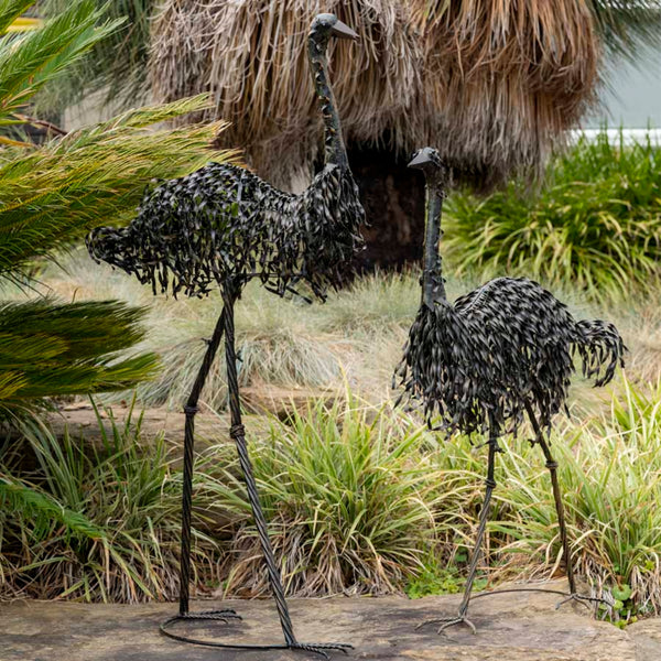 Tall Black Rust Metal Mr Emu Outdoor Garden Statue Sculpture