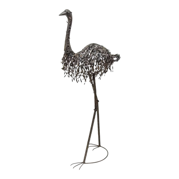 Tall Black Rust Metal Mr Emu Outdoor Garden Statue Sculpture