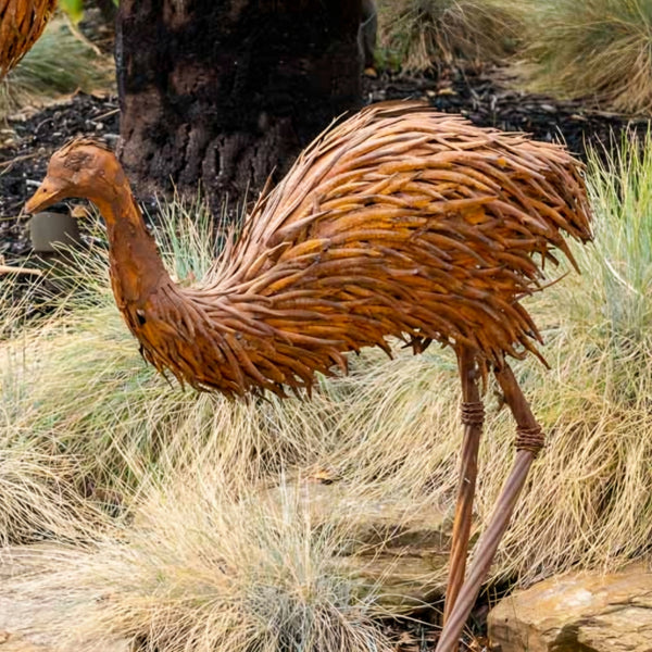 Extra Large Rustic Metal Dad Emu Outdoor Garden Statue Sculpture
