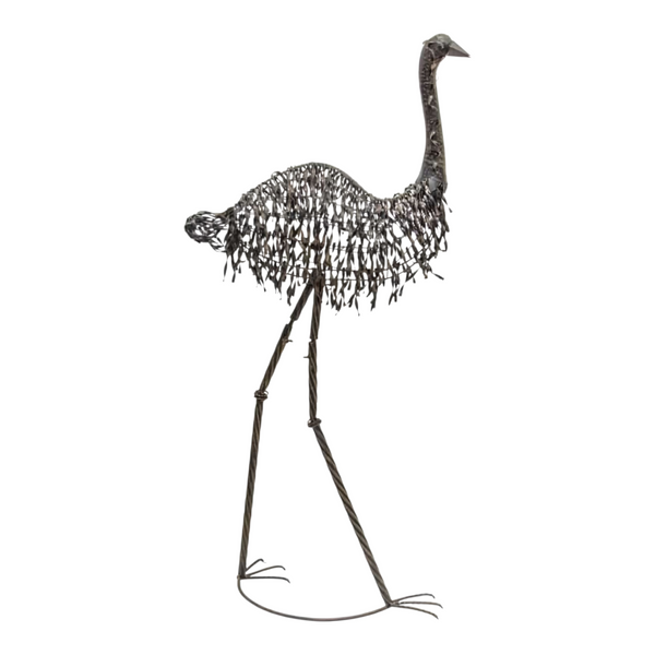Tall Black Rust Metal Mr Emu Outdoor Garden Statue Sculpture
