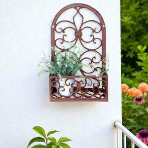 Rustic Cast Iron Ornate Wall Pot Plant Holder