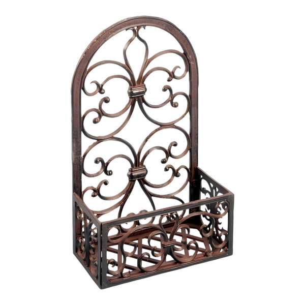 Rustic Cast Iron Ornate Wall Pot Plant Holder