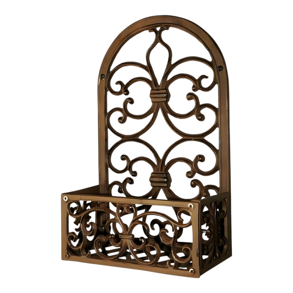 Rustic Cast Iron Ornate Wall Pot Plant Holder