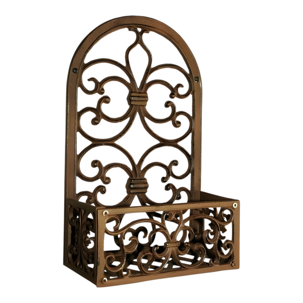 Rustic Cast Iron Ornate Wall Pot Plant Holder