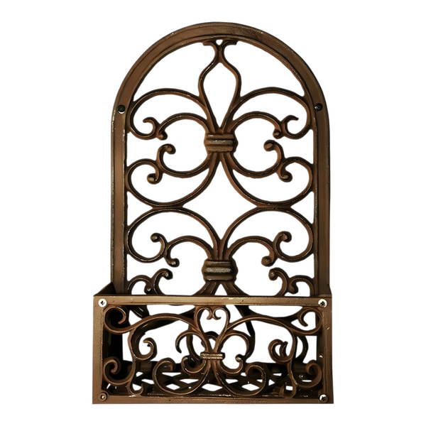 Rustic Cast Iron Ornate Wall Pot Plant Holder