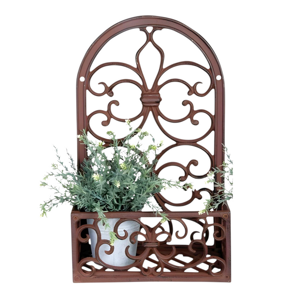 Rustic Cast Iron Ornate Wall Pot Plant Holder
