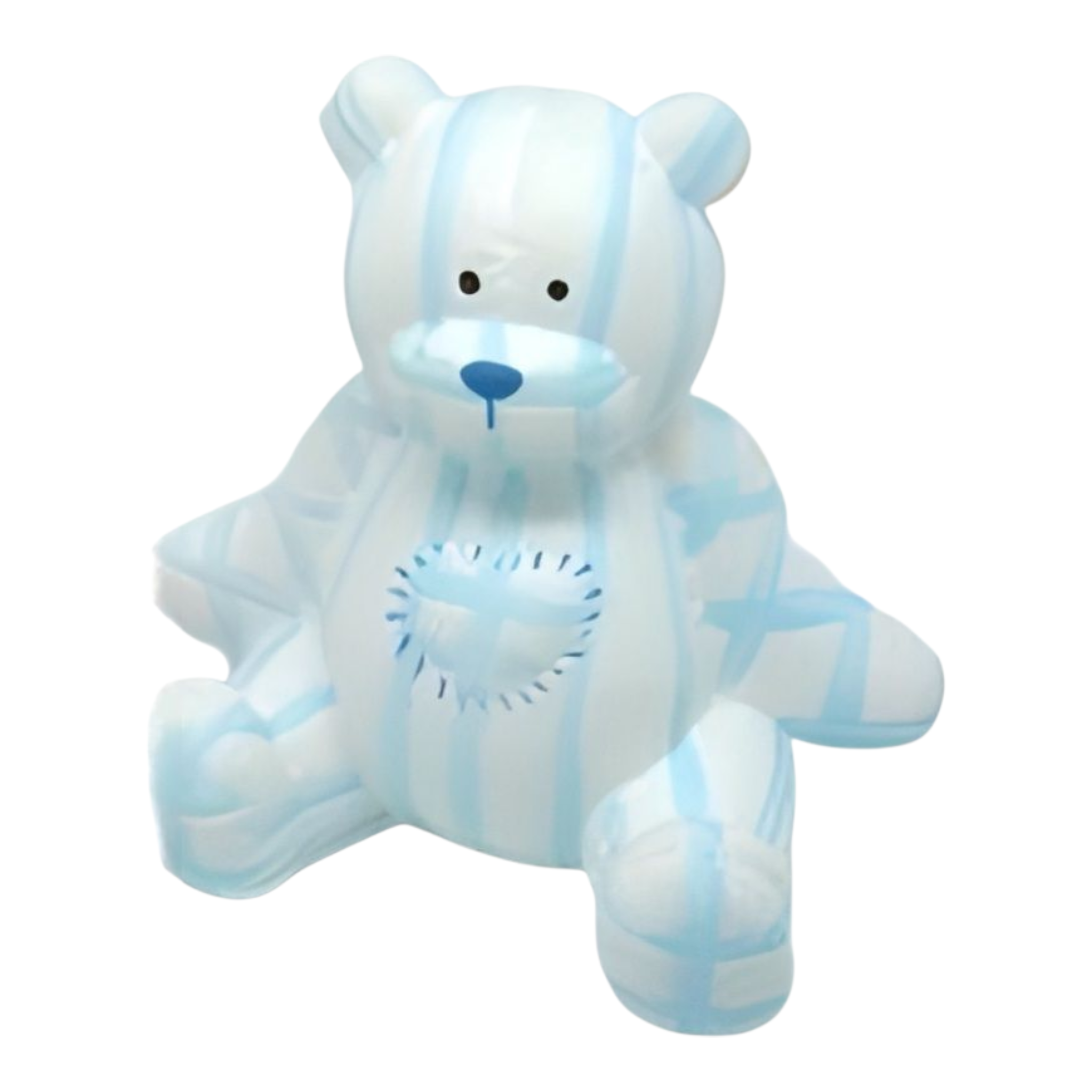 Children's Blue Stripe Ceramic Teddy Bear Money Box