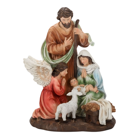 Christmas Nativity Scene The Holy Family Colour Statue