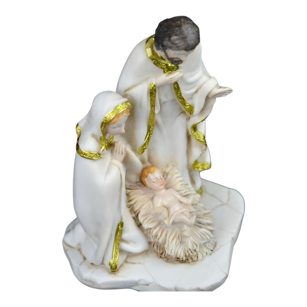 Christmas Nativity The Holy Family Statue with Gold Trim