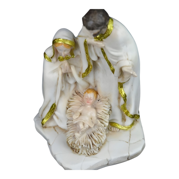 Christmas Nativity The Holy Family Statue with Gold Trim
