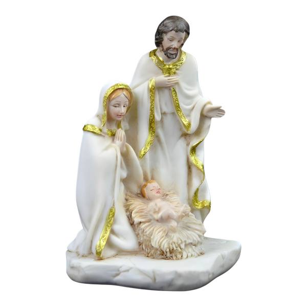 Christmas Nativity The Holy Family Statue with Gold Trim