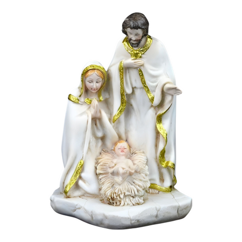Christmas Nativity The Holy Family Statue with Gold Trim