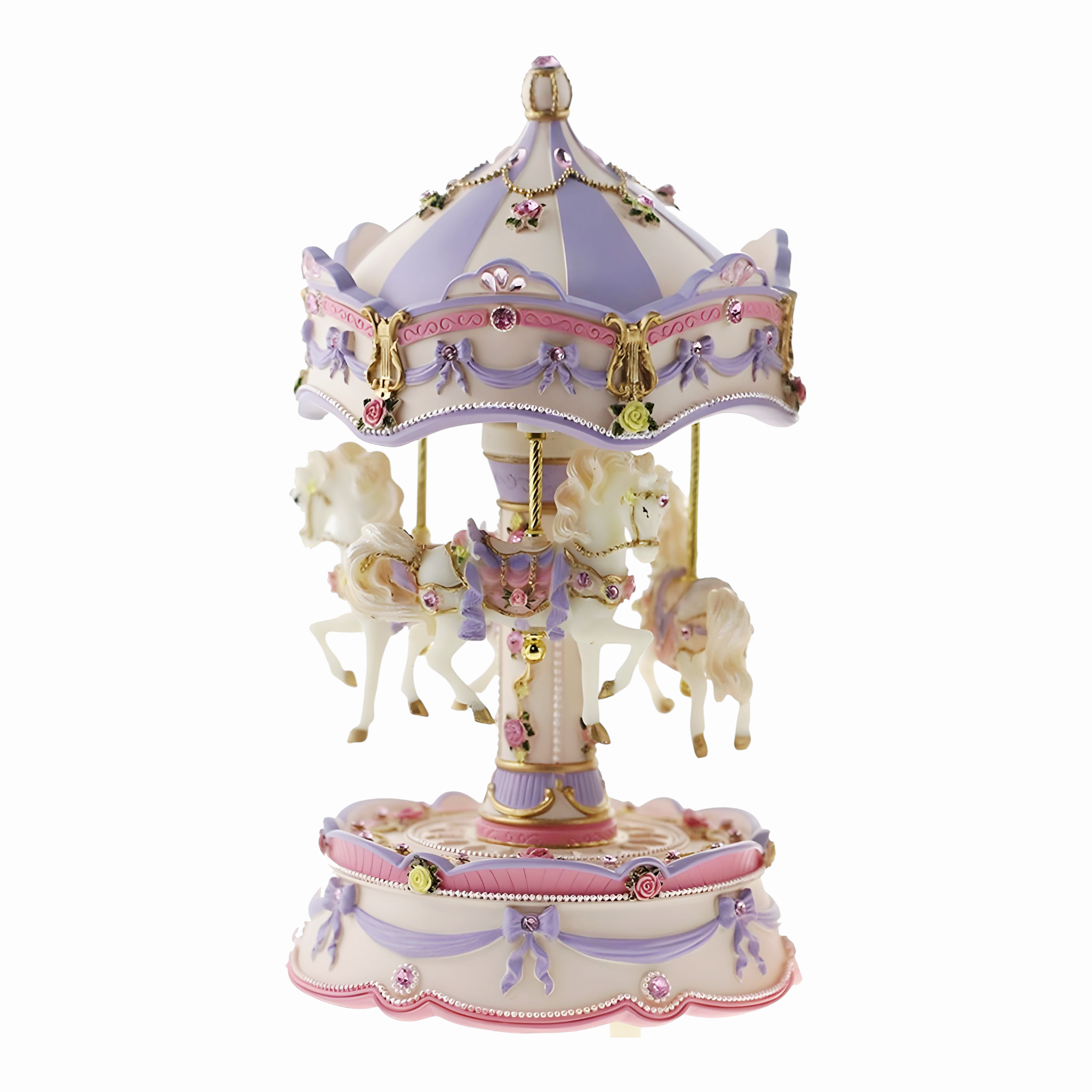 Purple 3 Horse Rotating Musical Carousel Merry Go Round