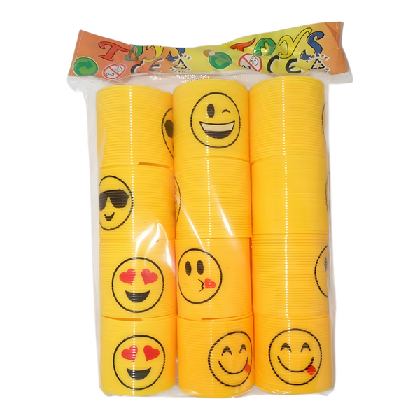 Set 12 Mini Yellow Smiley Face Slinky Springs Party Favours Loot Bag Fillers