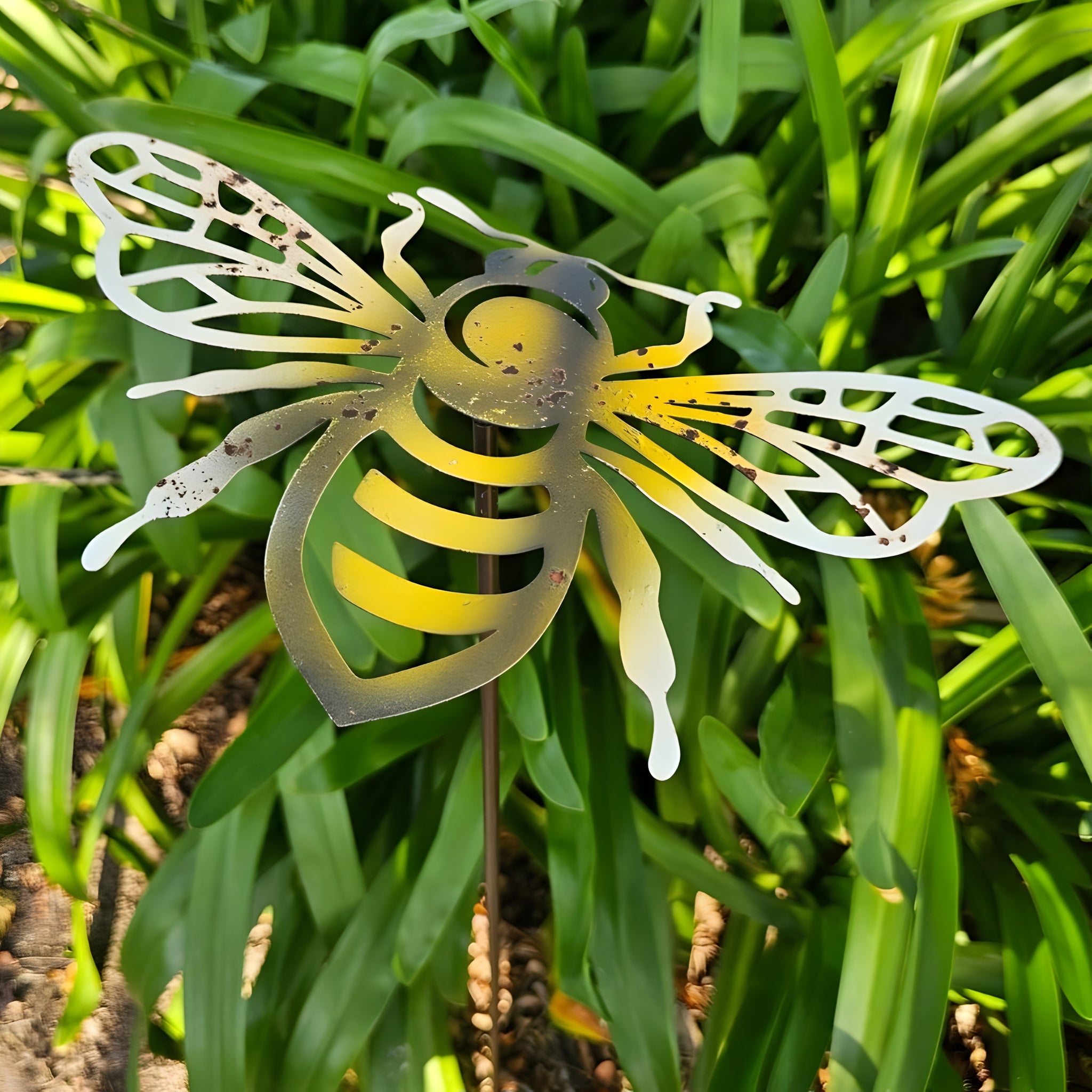 Set of 4 Coloured Outdoor Garden Bee Stakes