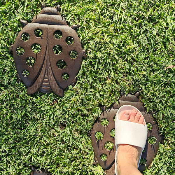 Set of 4 Cast Iron Ladybug Garden Stepping Stones