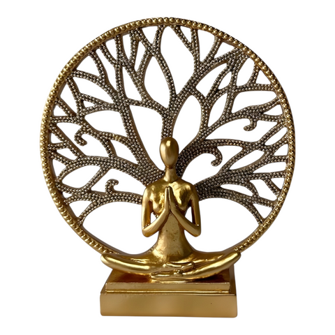 Round Gold Plated Tree of Life On Stand Statue