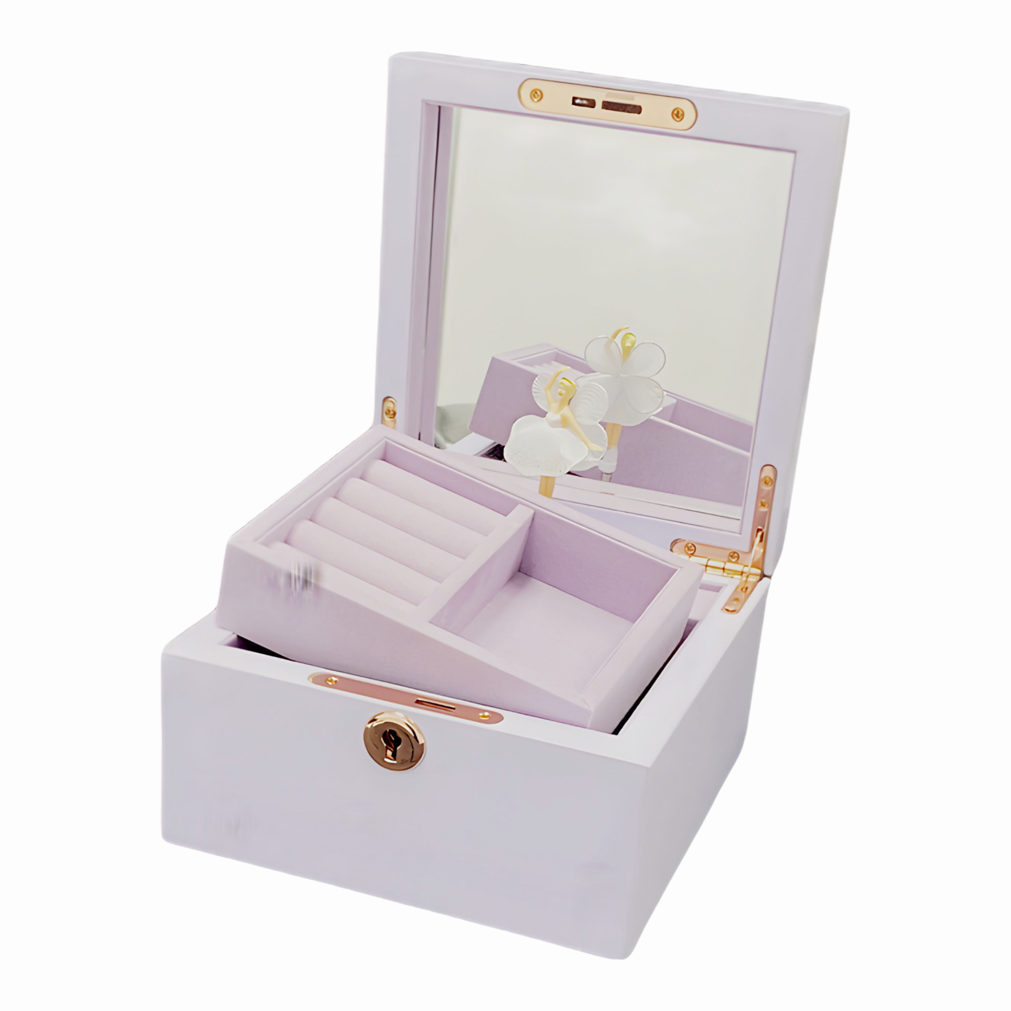 Lilac Purple Ballerina Wooden Musical Jewellery Box