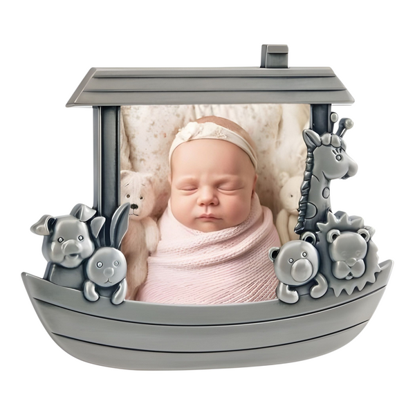 Silver Pewter Noah's Ark Baby Photo Frame