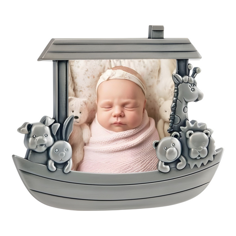 Silver Pewter Noah's Ark Baby Photo Frame