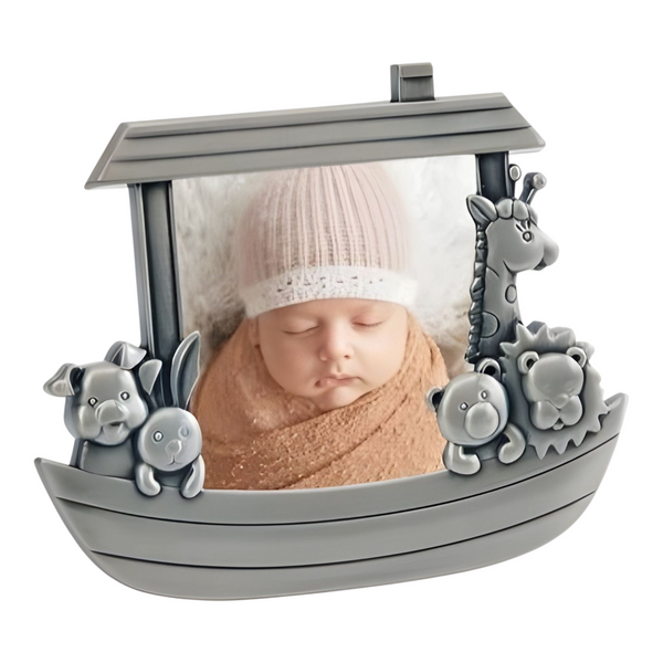 Silver Pewter Noah's Ark Baby Photo Frame