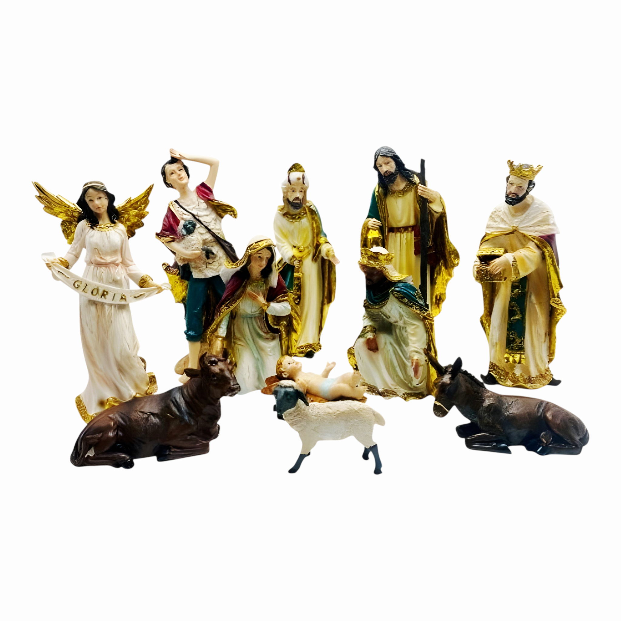 11 Piece Christmas Nativity Scene Colour Figurines Display Set- 30cm