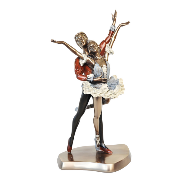 Veronese Cold Cast Bronze Dancing Ballerina Couple Duet Lifting Hands Statue Figurine