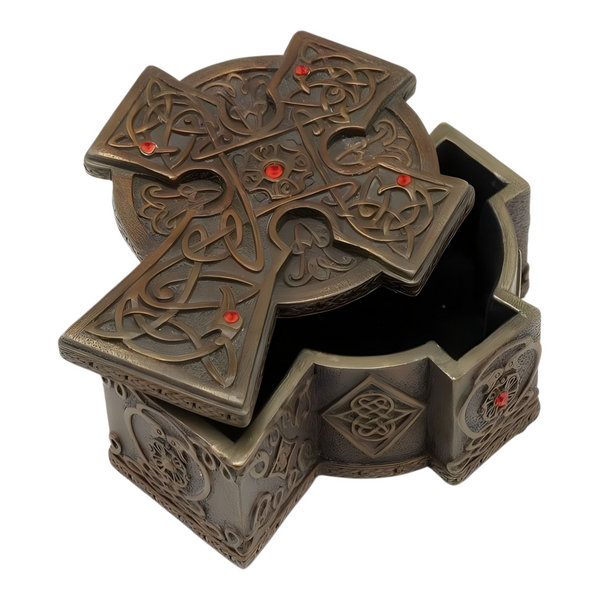 Veronese Bronze Crucifix Cross Shape Religious Jewellery Trinket Box