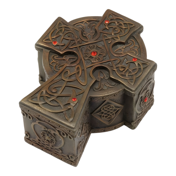 Veronese Bronze Crucifix Cross Shape Religious Jewellery Trinket Box