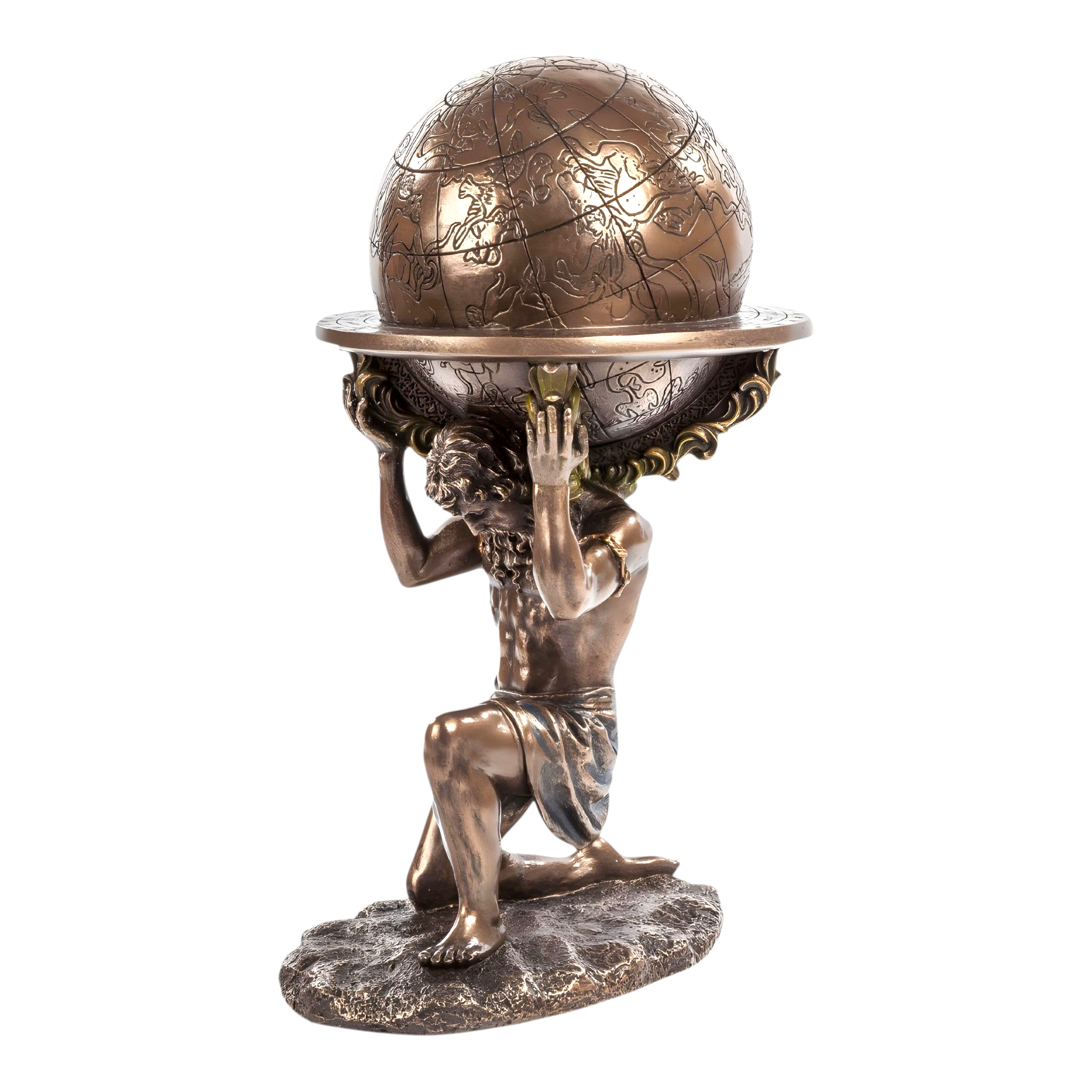 Veronese Cold Cast Bronze Atlas Greek Titan God Carrying World Globe Statue Figurine