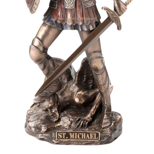Veronese Cold Cast Bronze Archangel Michael Holding Shield & Sword Statue Figurine