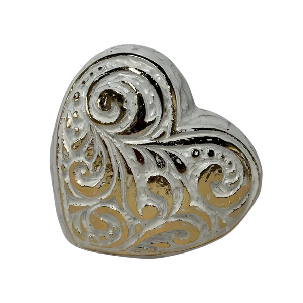 Silver Resin Decorative Tabletop Heart Figurine