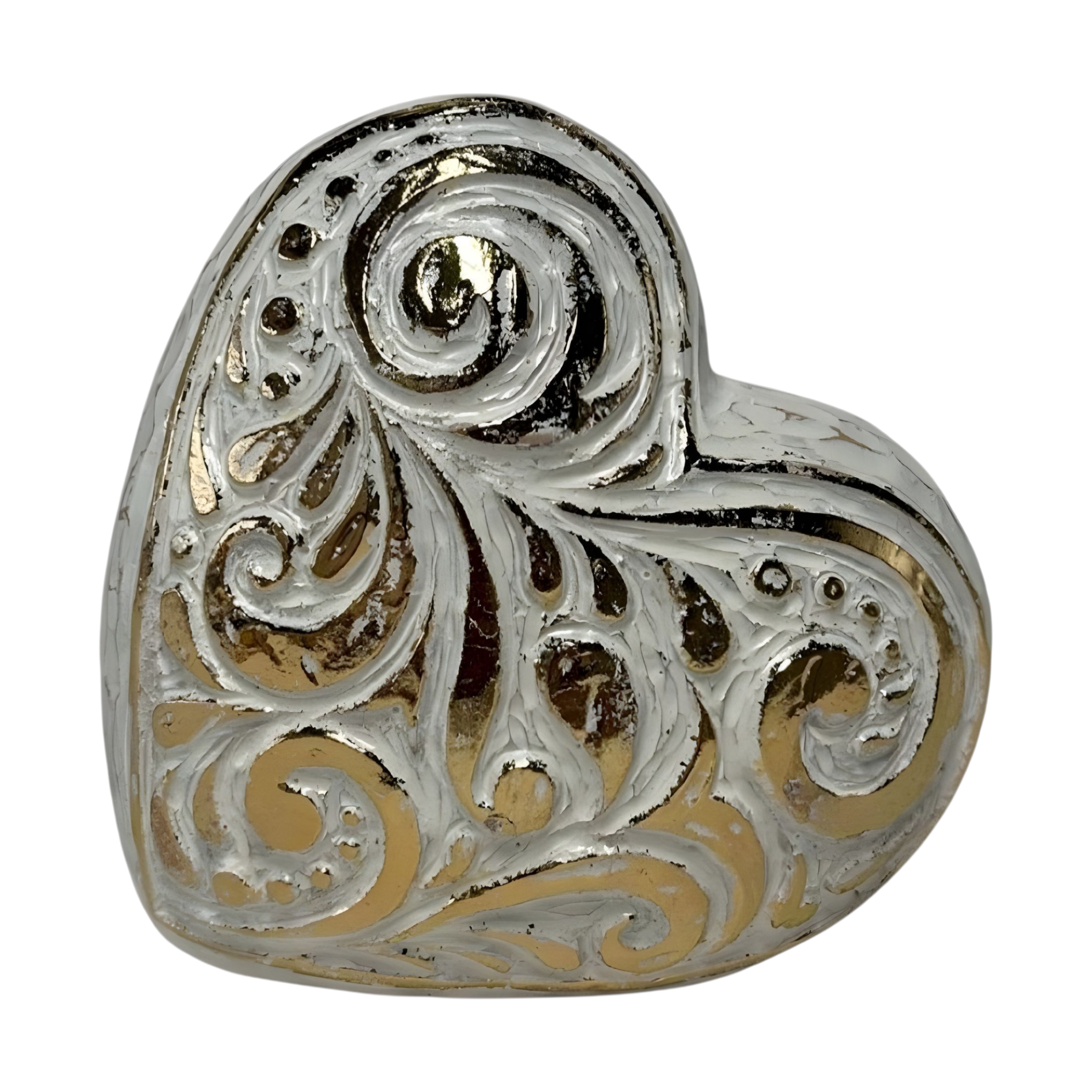 Silver Resin Decorative Tabletop Heart Figurine