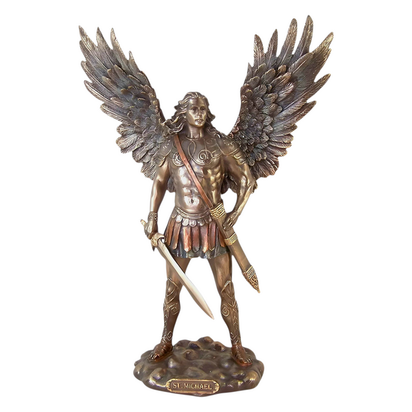 Veronese Cold Cast Bronze Archangel Michael Holding Sword Statue Figurine
