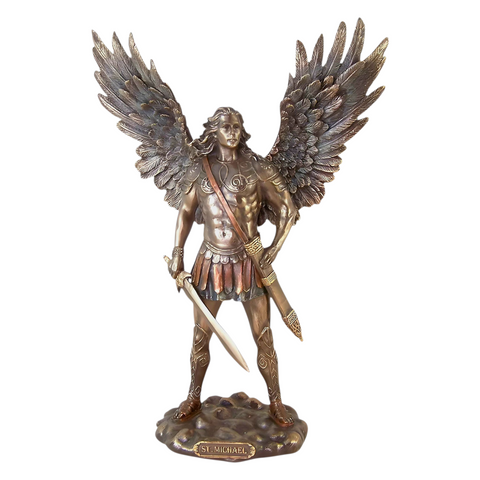 Veronese Cold Cast Bronze Archangel Michael Holding Sword Statue Figurine