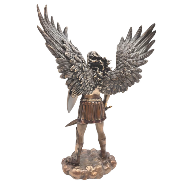 Veronese Cold Cast Bronze Archangel Michael Holding Sword & Shield Statue Figurine