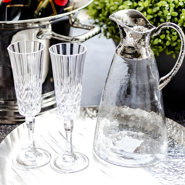 Set 6 Clear Acrylic Crystal Cut Champagne Flutes