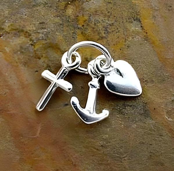 Sterling Silver Religious Faith, Hope & Charity Charm